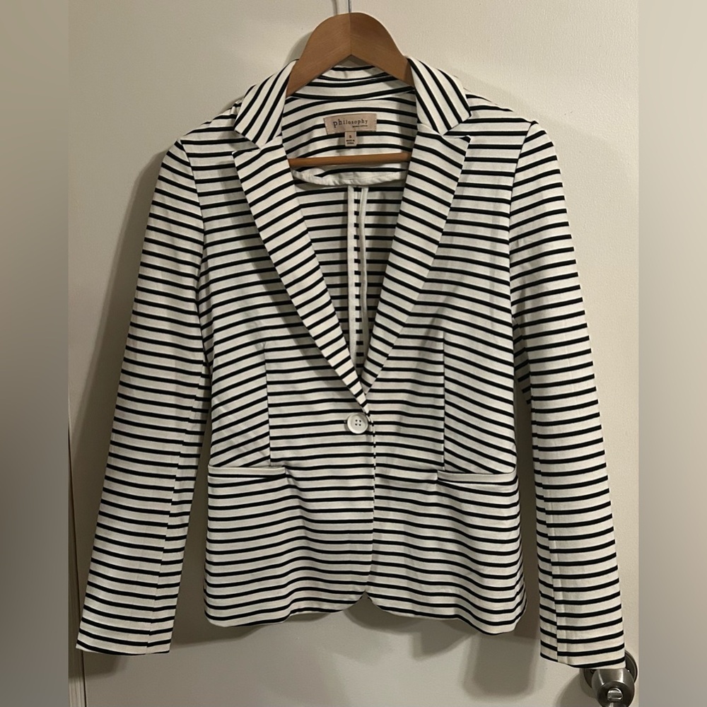 Philosophy Black & White Striped Blazer - Picture 3 of 6